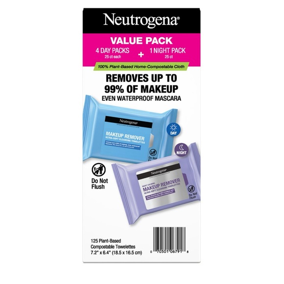 Neutrogena Makeup Remover & Night Calming Cleansing Towelettes, 25 ct., 5 pk. - Picture 2 of 9
